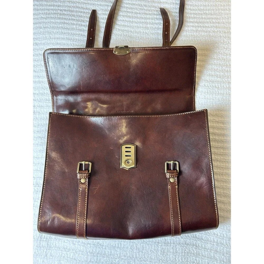 Tuscany Leather Firenze Handmade Leather Brown Briefcase Backpack York Office